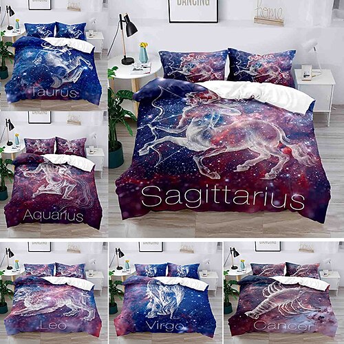 

Constellation 3-Piece Duvet Cover Set Hotel Bedding Sets Comforter Cover with Soft Lightweight Microfiber, Include 1 Duvet Cover, 2 Pillowcases for Double/Queen/King(1 Pillowcase for Twin/Single)