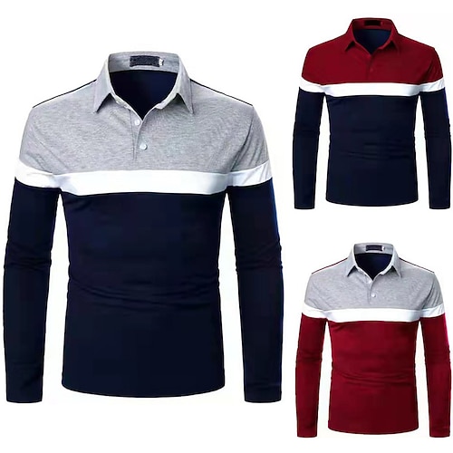 

Men's Golf Shirt Tennis Shirt UV Sun Protection Breathable Quick Dry Long Sleeve T Shirt Top Regular Fit Basic Patchwork Autumn / Fall Spring Summer Tennis Golf Running / Micro-elastic / Lightweight