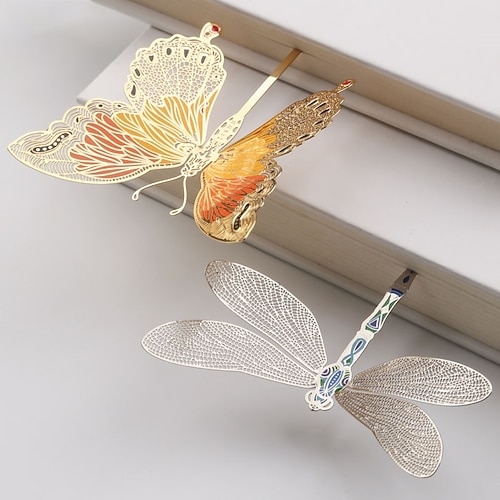 

Metal Bookmark Dragonfly Butterfly Creative Delicate Page Markers Metal Retro Funny Bookmark for Student Women Gifts 13.57.5 inch