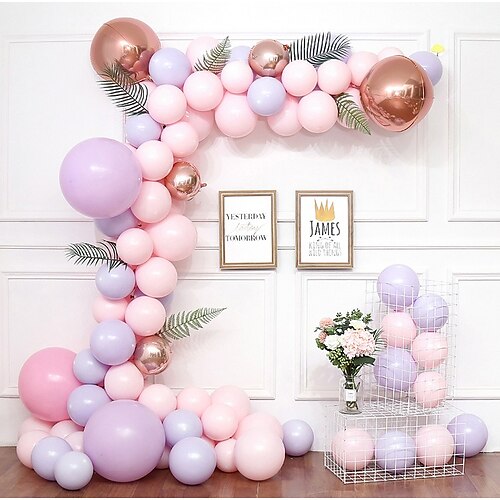 

109pcs palloncino colorato caramella macaron, set di decorazioni per feste palloncini combinati, palloncino in lattice bianco argento dorato rosa per la decorazione della cerimonia nuziale della