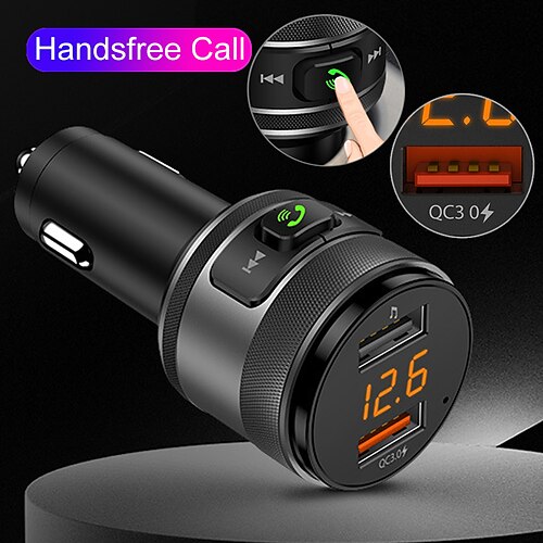 

Bluetooth 5.0 FM transmitter Wireless Hands-free Car Kit FM Modulator Quick Charge 3.0 USB Flash Drive MP3 Player