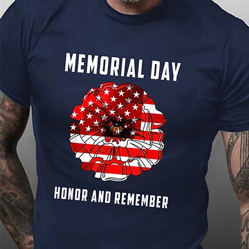 

Men's T shirt Hot Stamping Graphic Letter Crew Neck Street Casual Print Short Sleeve Tops Basic Fashion Classic Comfortable Black Dark Gray Navy Blue