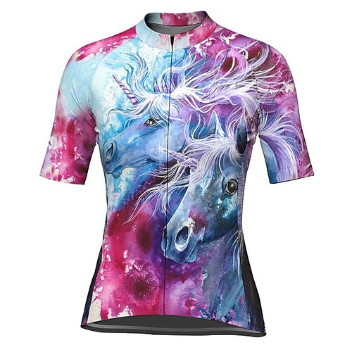 

21Grams Women's Short Sleeve Cycling Jersey Unicorn Bike Top Mountain Bike MTB Road Bike Cycling Red Spandex Polyester Breathable Quick Dry Moisture Wicking Sports Clothing Apparel / Athleisure