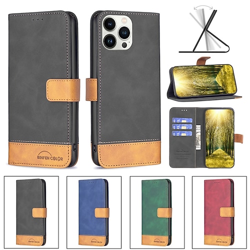 

Phone Case For Apple Wallet Card iPhone 13 Pro Max 12 Mini 11 X XR XS Max 8 7 Shockproof Card Holder Slots Magnetic Flip Word / Phrase Solid Colored PU Leather