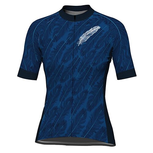 

21Grams Women's Cycling Jersey Short Sleeve Bike Top with 3 Rear Pockets Mountain Bike MTB Road Bike Cycling Breathable Quick Dry Moisture Wicking Reflective Strips Dark Blue Feather Polyester Spandex