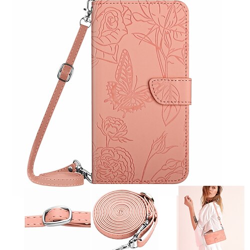 

Phone Case For Apple Handbag Purse Wallet Card iPhone 14 Pro Max 14 Plus 13 12 11 Pro Max Mini X XR XS with Adjustable Neck Strap with Removable Cross Body Strap with Wrist Strap Butterfly Solid