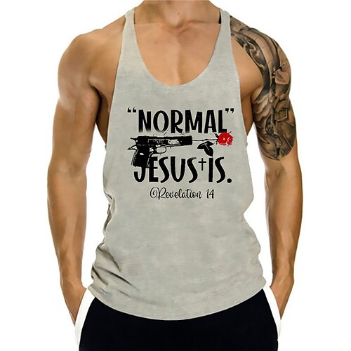 

Men's Tank Top Vest Hot Stamping Graphic Prints Letter Plus Size Crew Neck Daily Sports Print Sleeveless Tops Fashion Classic Designer Hawaiian Blue White Black