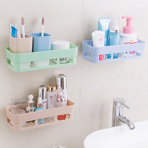 

2pcs Bathroom Wall Mounted Storage Rack Hole Free Traceless Suction Wall Toiletries Storage Rack Toilet Toilet Storage Rack