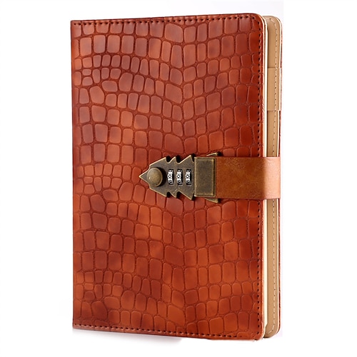 

Lined Notebook Lined A5 5.8×8.3 Inch Retro Simplicity PU SoftCover with Lock Button 200 Pages Notebook for School Office Business