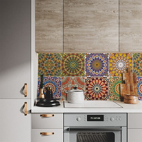 

10pcs Arabic Flower Brick Crystal Tile Sticker Kitchen Bathroom DIY Decorative Waterproof Wall Sticker