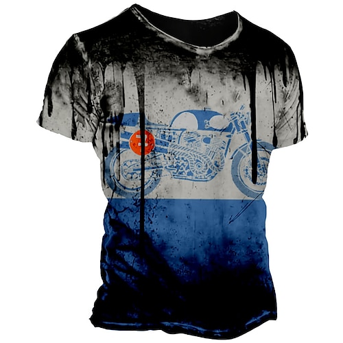 

Men's Unisex T shirt 3D Print Graphic Prints Motorcycle Crew Neck Street Daily Print Short Sleeve Tops Casual Designer Big and Tall Sports Blue