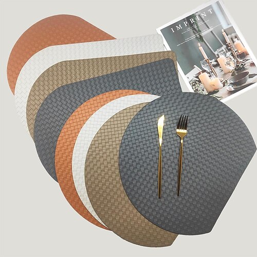 

Woven Placemat for Dining Table,Pu Leather Placemat Table Mats Non-Slip Woven Crossweave Heat-Resistant Anti-Skid Washable Durable Waterproof