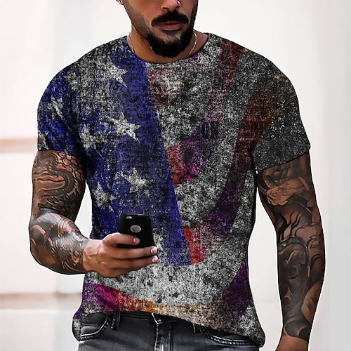 

Men's Tee T shirt 3D Print Graphic Round Neck Casual Daily 3D Print Short Sleeve Tops Fashion Designer Cool Comfortable Green Blue Gray