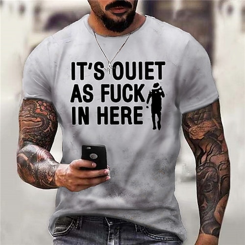 

Men's Unisex T shirt 3D Print Graphic Prints Letter Crew Neck Street Daily Print Short Sleeve Tops Casual Designer Big and Tall Sports Black Gray Dark Gray
