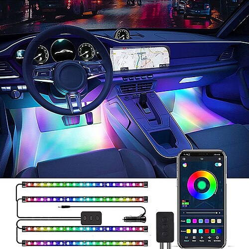 

Car LED Ambient Light Auto Interior Atmosphere Decorative Lamp Strip With APP Control Flowing Color RGB Car Neon Foot Light