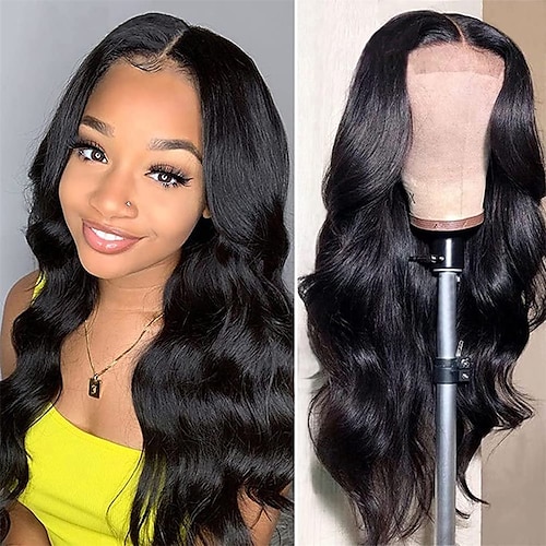 

Lace Front Wigs for Black Women Human Hair Body Wave 4x1 T Part Lace Closure Wig Human Hair Lace Front Wigs Pre Plucked Natural Black Color 150% Density