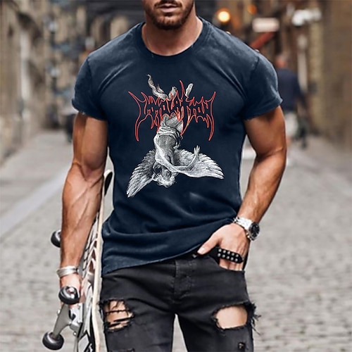 

Herren T Shirt Buchstabe Engel Rundhalsausschnitt Blau Armeegrün Grau Schwarz Heißprägen Casual Täglich Kurzarm Bedruckt Bekleidung Basic Einfach / Sommer