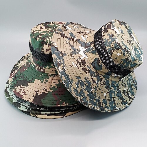 

Men's Sun Hat Fishing Hat Hiking Hat Boonie hat Wide Brim Summer Outdoor UV Sun Protection Sunscreen UV Protection Breathable Hat Camouflage Black Green Grey camouflage Dark green camouflage for