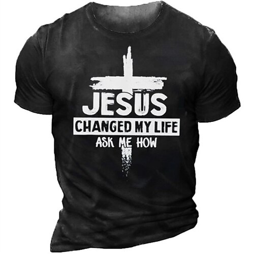 

Men's T shirt 3D Print Graphic Cross Letter Crew Neck Casual Daily Print Short Sleeve Tops Fashion Vintage Classic Comfortable Black / Summer