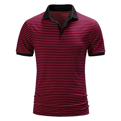 

Men's Shirt Striped Turndown Street Casual Button-Down Short Sleeve Tops Casual Fashion Breathable Comfortable Dark Gray Red Coffee