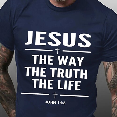 

Men's T shirt Hot Stamping Graphic Letter Crew Neck Street Casual Print Short Sleeve Tops Basic Fashion Classic Comfortable Black Dark Gray Navy Blue