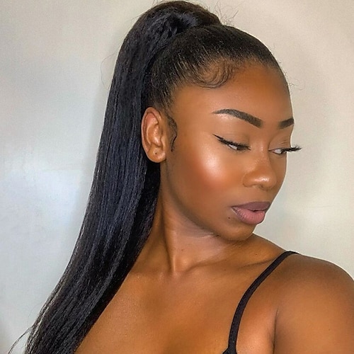 

Human Hair Ponytail Extension with Wrap Around 10A Brazilian Ponytail Human Hair Straight Ponytail Clip in Human Hair Extension Long Ponytail 16 Inch