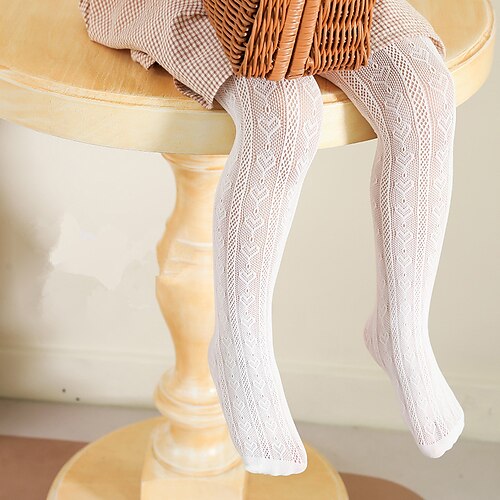 

Kids Girls' Socks White Gray Pink Paisley Mesh Spring Summer Cute Daily Wear 1-12 Years / Heart