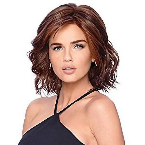 

Sgearf Women'S Natural Wig Dark Brown Short Curly Daily Synthetic Wig Look Real