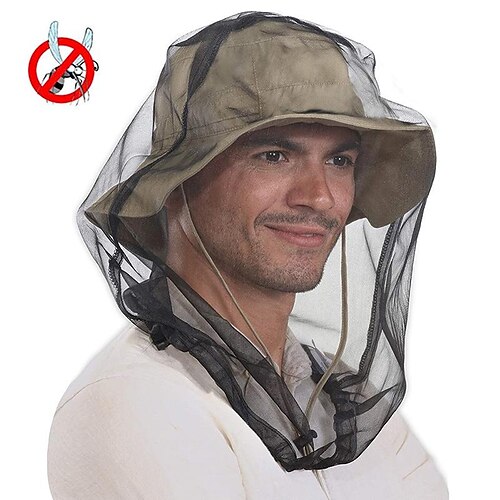 

Men's Women's Sun Hat Fishing Hat Hiking Hat Mosquito Head Net Hat Wide Brim with Face Cover Neck Flap Summer Outdoor UV Sun Protection Sunscreen Anti-Mosquito UV Protection Hat Mesh grey - top