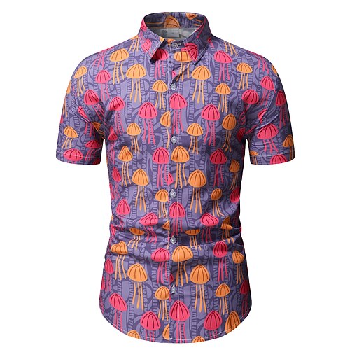 

Men's Shirt 3D Print Animal Plus Size Turndown Holiday 3D Print Short Sleeve Tops Casual Classic Red