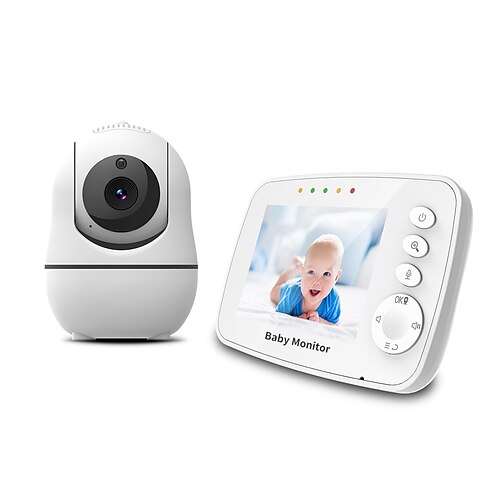 

Baby Monitor with Remote Pan Tilt Zoom Camera and 3.2 Inch LCD Screen Infrared Night Vision (White)