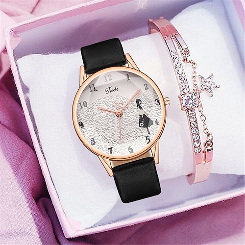 

Quartz Watch for Women Analog Quartz Stylish Minimalist Fashion Creative With Jewelry Titanium Alloy PU Leather Creative Friends / One Year