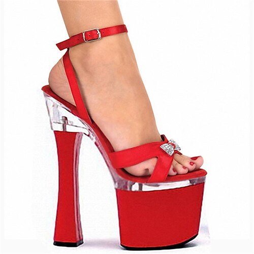 

Women's Sandals Party Beach Buckle Pumps Round Toe Peep Toe PU Leather Loafer Solid Colored Red