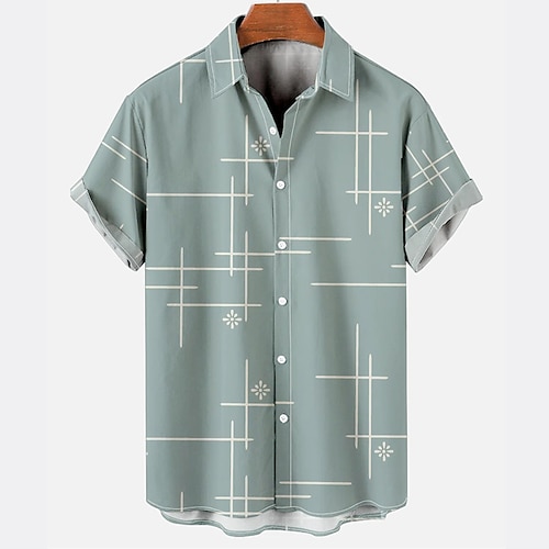 

Per uomo Camicia Camicia con bottoni Camicia estiva Verde chiaro Manica corta Lineare Collo ripiegabile Esterno Strada Bottone giù Abbigliamento Di tendenza Informale Traspirante Comodo