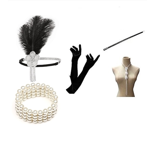 

The Great Gatsby Charleston Retro Vintage 1950s 1920s Masquerade Women's Costume Vintage Cosplay Party / Evening Gloves Masquerade / Headwear / Necklace / Earrings / Earrings / Necklace