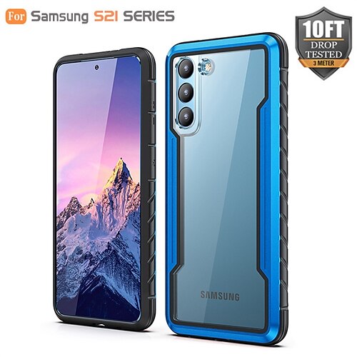 

Phone Case For Samsung Galaxy Back Cover S21 Ultra Plus Transparent Shockproof Dustproof Transparent TPU Aluminum Alloy PC