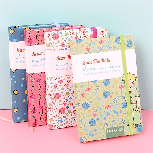 

4 pcs Lined Notebook Lined A6 4.1×5.8 Inch A7 2.9×4.1 Inch Kawaii Cartoon Aesthetic Paper Hardcover Portable 96 Pages Notebook for School Office Student