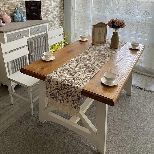 

Table Runner Cotton Line Farmhouse Style Table Decor Cover For Wedding Party Tea Party Festival Khaki