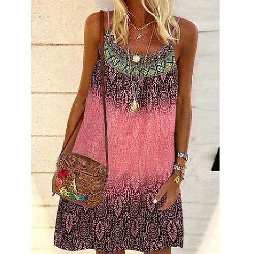 

Women's Chiffon Dress Short Mini Dress Green Blue Gray Purple Pink Dark Blue Orange Yellow Sleeveless Print Print Fall Spring Cold Shoulder Casual Modern 2022 XS S M L XL 2XL 3XL 4XL 5XL