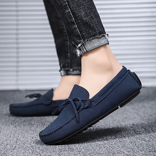 

Men's Loafers Slip-Ons Casual British Daily Party Evening Suede Gray Brown Blue Fall Spring