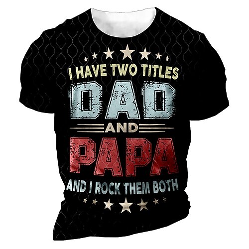 

Men's Unisex T shirt 3D Print Graphic Letter Crew Neck Street Daily Print Short Sleeve Tops Casual Designer Big and Tall Papa T Shirts Black / Summer