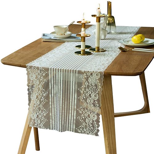 

Table Runner Lace Farmhouse Table Flag Decor Cover for Wedding Party Tea Party Festival