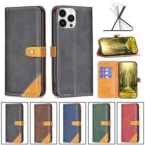 

Phone Case For Apple Full Body Case iPhone 13 Pro Max 12 Mini 11 X XR XS Max 8 7 Shockproof Card Holder Slots Magnetic Flip Solid Colored PU Leather