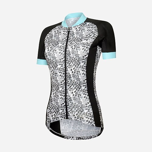 

21Grams Women's Short Sleeve Cycling Jersey Summer Spandex Grey Leopard Bike Top Mountain Bike MTB Road Bike Cycling Quick Dry Moisture Wicking Sports Clothing Apparel / Athleisure