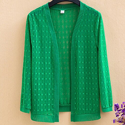 

Women's Casual Jacket Outdoor Daily Going out Spring Summer Regular Coat Regular Fit Breathable Streetwear Casual Jacket Long Sleeve Solid Color Lace Classic Green White Black
