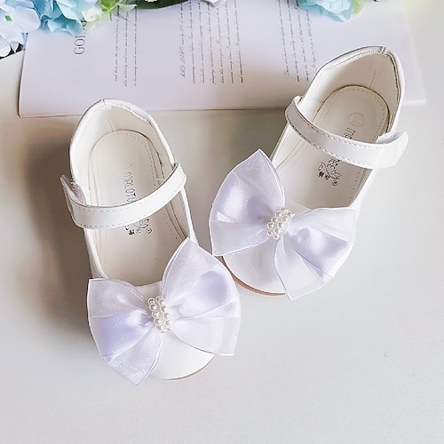 

Girls' Flats Flower Girl Shoes Princess Shoes Patent Leather Little Kids(4-7ys) Wedding Casual Magic Tape Light Pink White Fall Spring