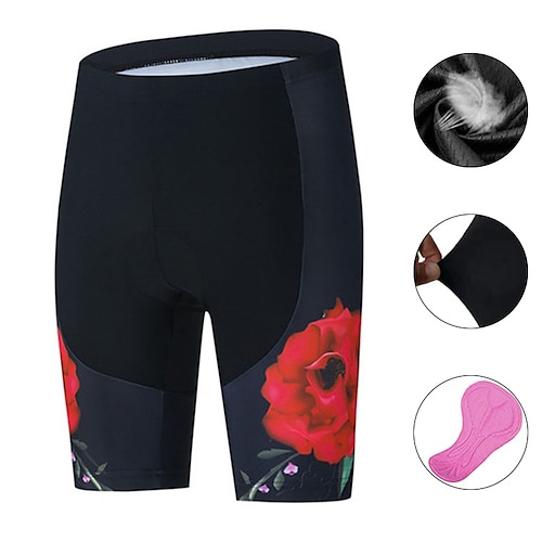 

21Grams Women's Bike Shorts Cycling Padded Shorts Bike Padded Shorts / Chamois Mountain Bike MTB Road Bike Cycling Sports Floral Botanical 3D Pad Cycling Breathable Quick Dry Black Polyester Spandex