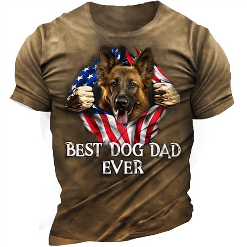 

Hombre Unisexo Camiseta Graphic Perro Cuello Barco Marrón Impresión 3D Exterior Calle Manga Corta Estampado Ropa Deportes Design Casual Grande y alto / Verano / Verano