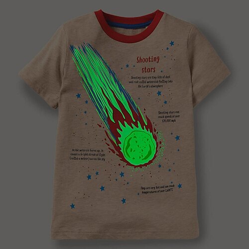 

Børn Drenge T-shirt Kortærmet Stjerne Bogstaver Beige Børn Toppe Forår Sommer Aktiv Daglig Daglig Regulær 3-6 år