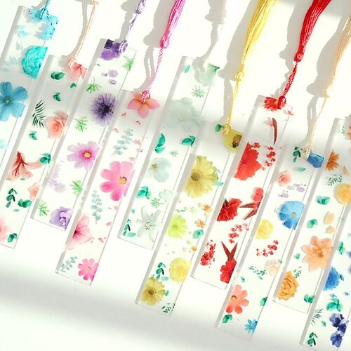 

5 pcs Plastic Bookmark Flower Geometrical Creative Delicate Page Markers Plastic Chinese Style Funny Bookmark for Student Women Gifts 143 inch